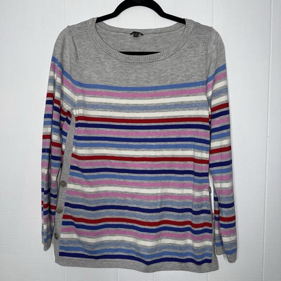 Talbots Women’s Multi Stripe Side Button Sweater Size Medium - Picture 1 of 6